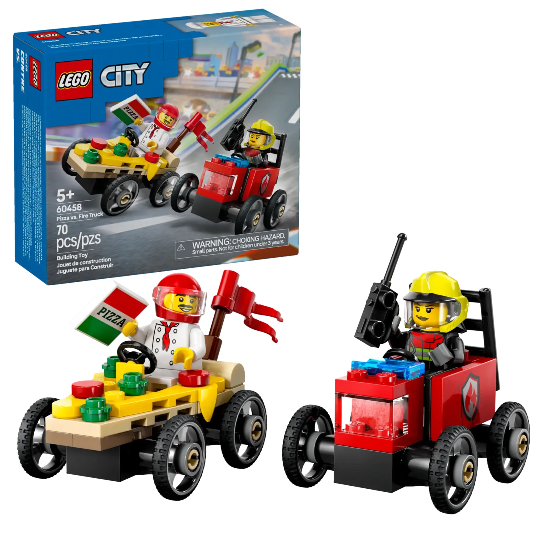 LEGO CITY PACK VEICOLI CORSA: PIZZAIOLO CONTRO POMPIERE 60458