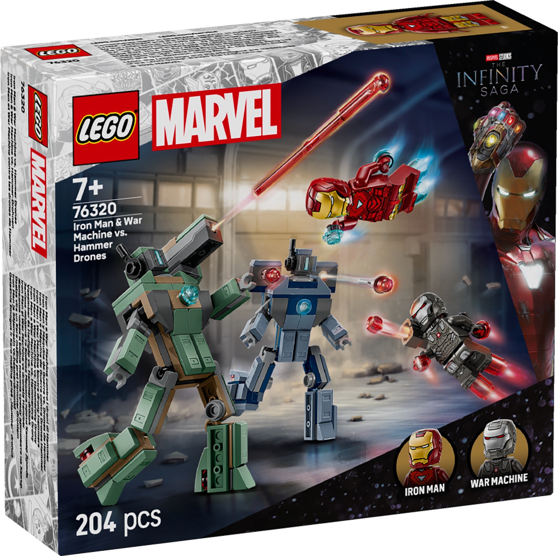 MARVEL SUPER HEROES IRON MAN E WAR MACHINE CONTRO I DRONI DI HAMMER 76320