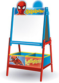 Lavagna per bambini di Marvel  lavagna Spiderman con doppia superficie per gessetti e pennarelli e 2 contenitori in tessuto per riporre oggetti - 54x45x117cm - Contenitori da 24x30x15cm - blu e rosso