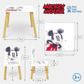 Set Tavolo e 2 Sedie in Legno per Bambini Licenza Ufficiale Topolino - Tavolo 50x50x44 cm/Sedia 26,5x26,5x50 cm