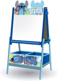 Lavagna per bambini di Disney Stitch con doppia superficie per gessetti e pennarelli e 2 contenitori in tessuto per riporre oggetti - 54x45x117cm