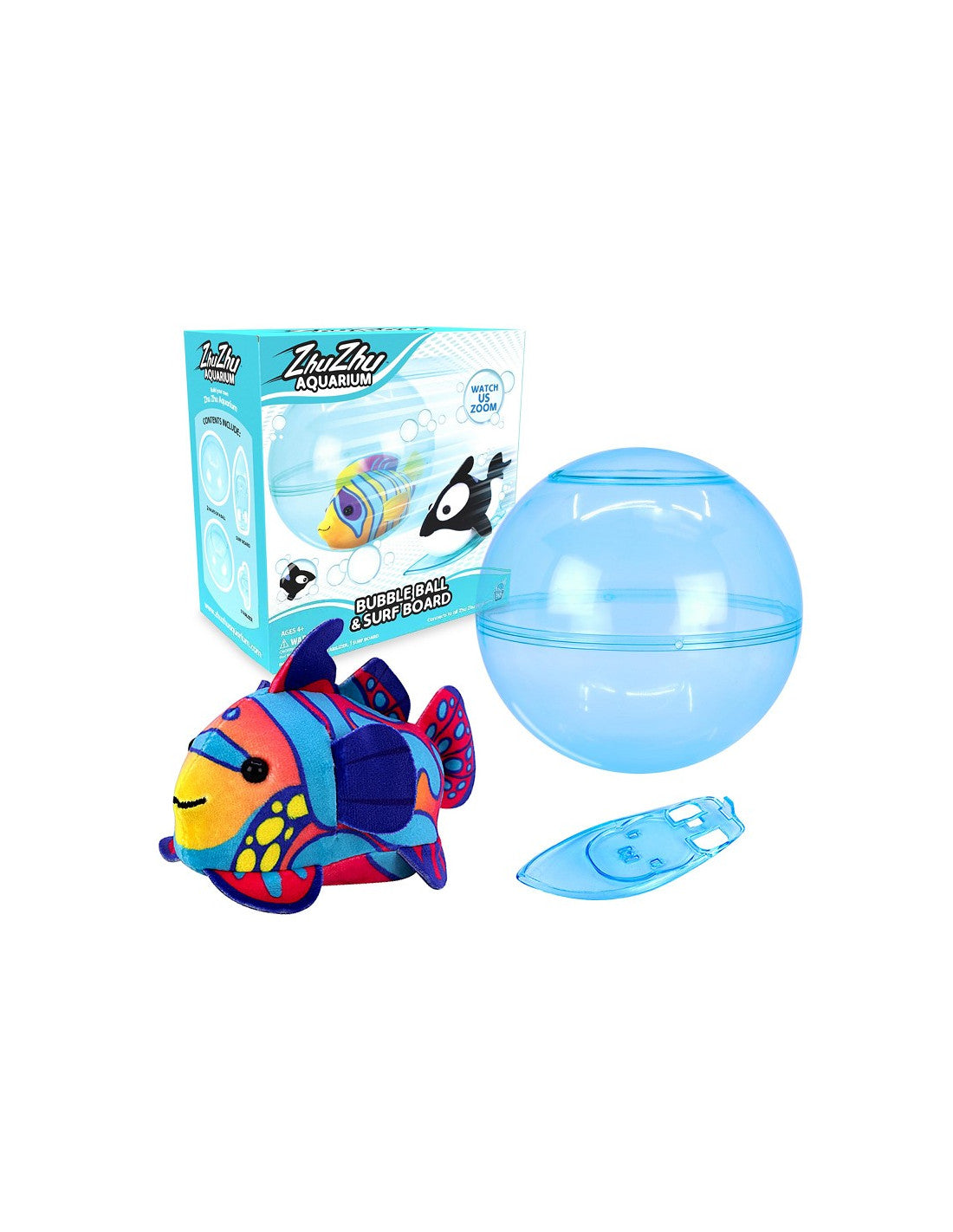 ZHU ZHU PETS PESCE TROPICALE BUBBLE BALL & SURF BOARD