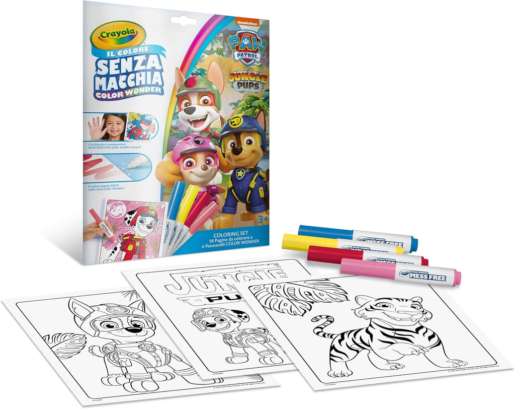 Color Wonder, Coloring Set con 18 Pagine da colorare e 4 Pennarelli Senza Macchia Paw Patrol