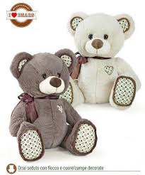 ORSO SEDUTO 35CM 2COL C/RICAMO SU CUORE
 E ZAMPE