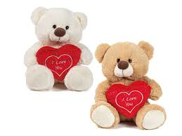 SV ORSO 2COL. H23CM C/TASCA CUORE C/VELC