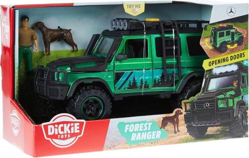 SET JEEP VERDE FOREST RANGER MERCEDES IN SCALA 1:24 + PERSONAGGIO E CAGNOLINO