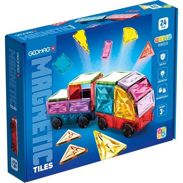 Geomag Magnetic Tiles Gems Vehicles 24pz