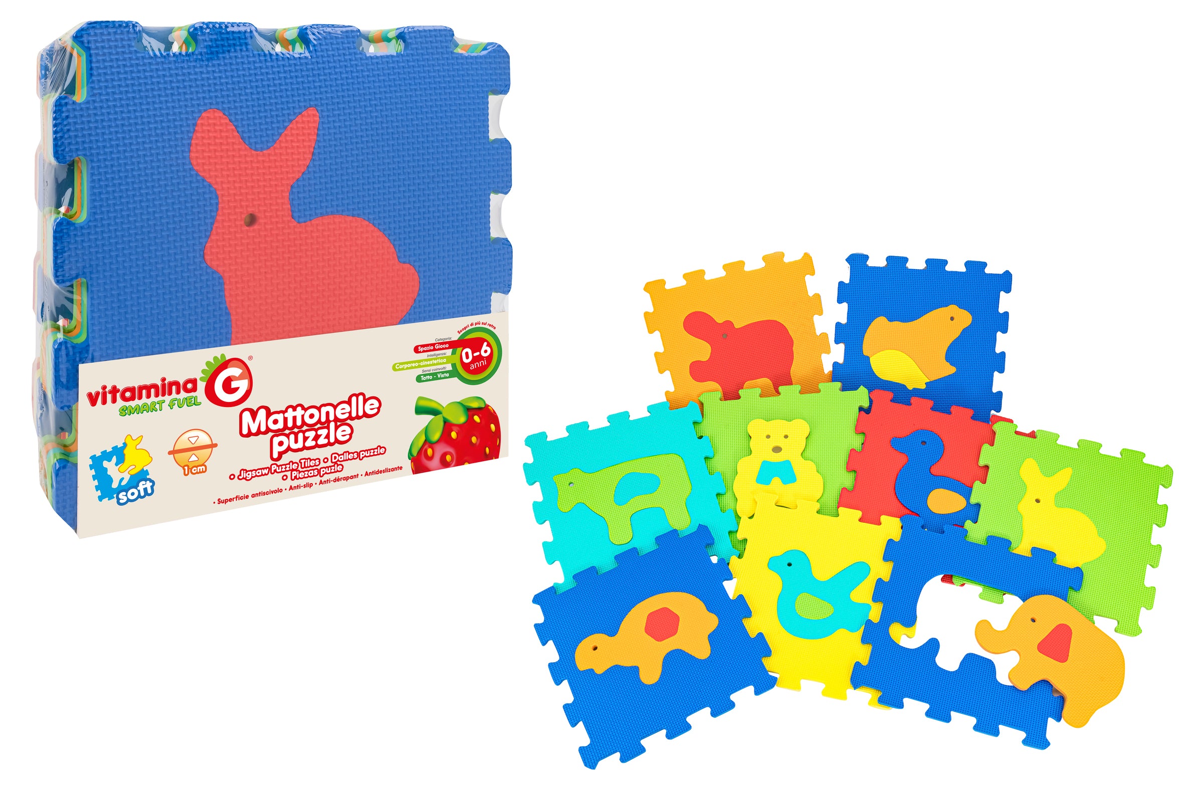 MATTONELLE PUZZLE ANIMALI 9PZ 10MM 32X32 2ASS