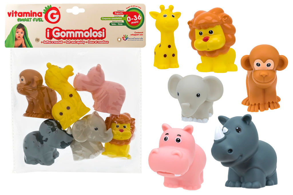 GOMMOLOSI ANIMALI DELLO ZOO 6PZ