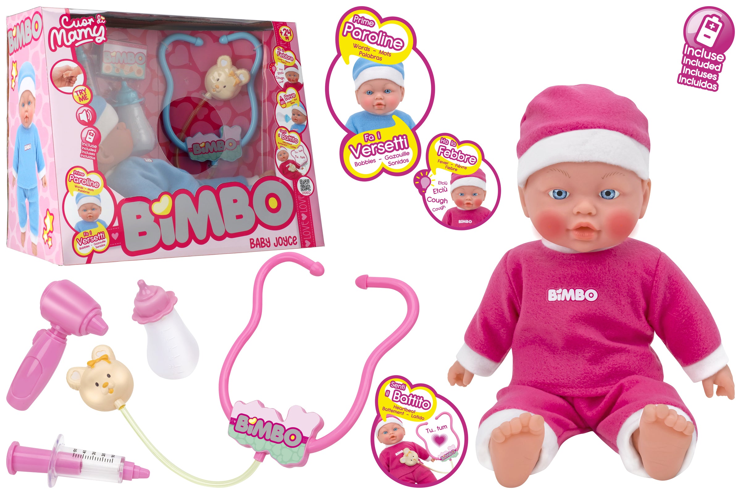 BAMBOLOTTO BUA B/O 38CM C/ACC 2 COL TRY-ME