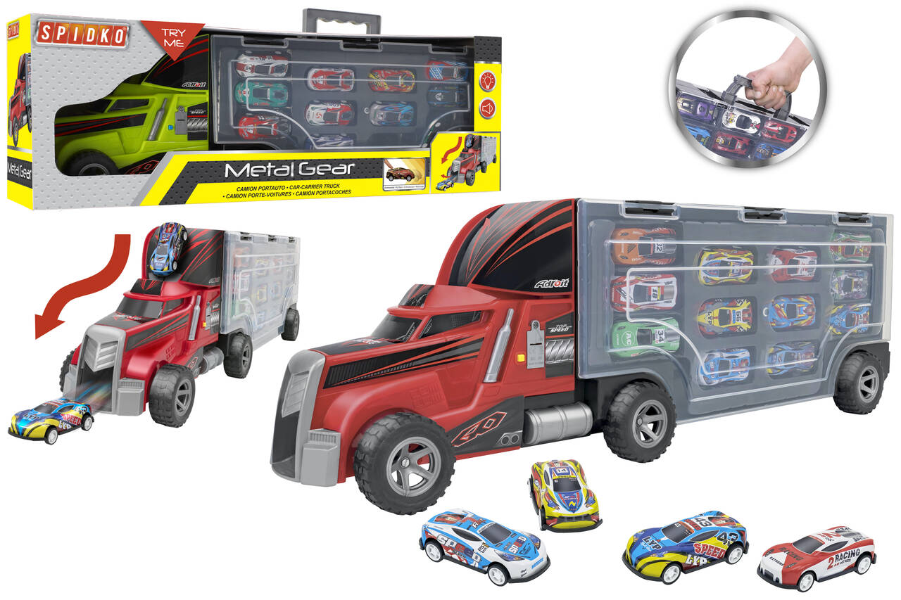 CAMION PORTAUTO B/O C/12AUTO METALLO TRY ME 2 COL