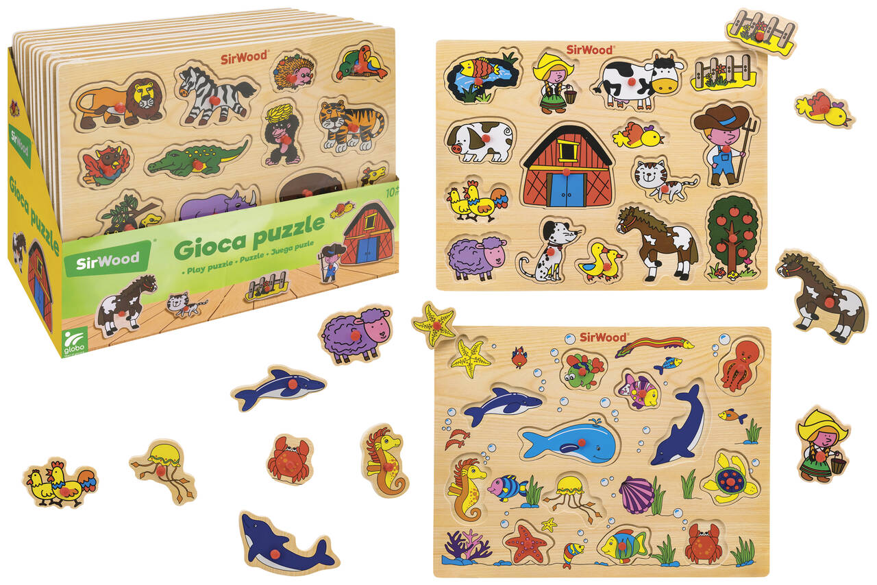 PUZZLE LEGNO C/PIOLI 40X30 ANIMALI