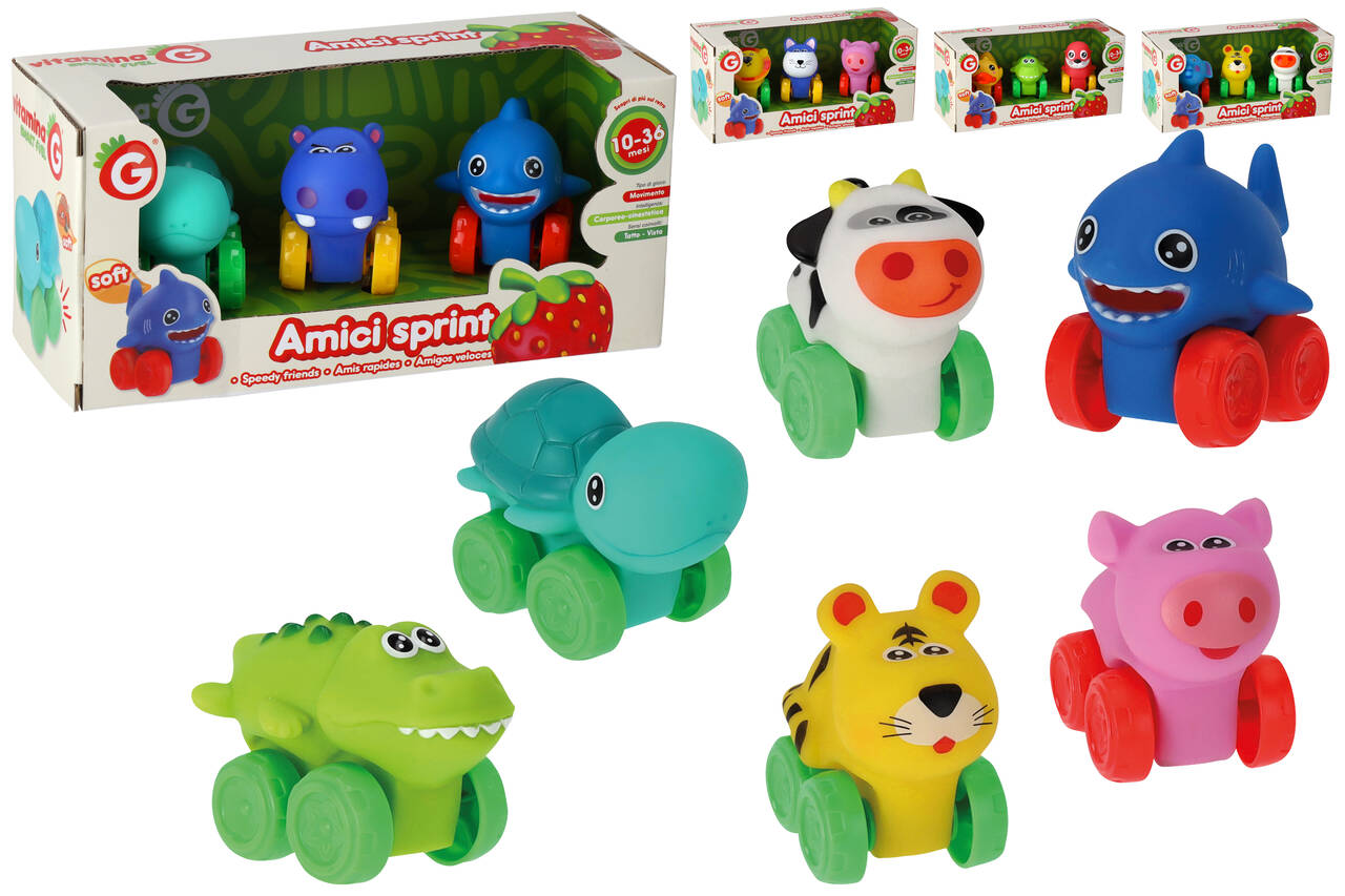 ANIMALI IN VINILE CON RUOTE 3PZ