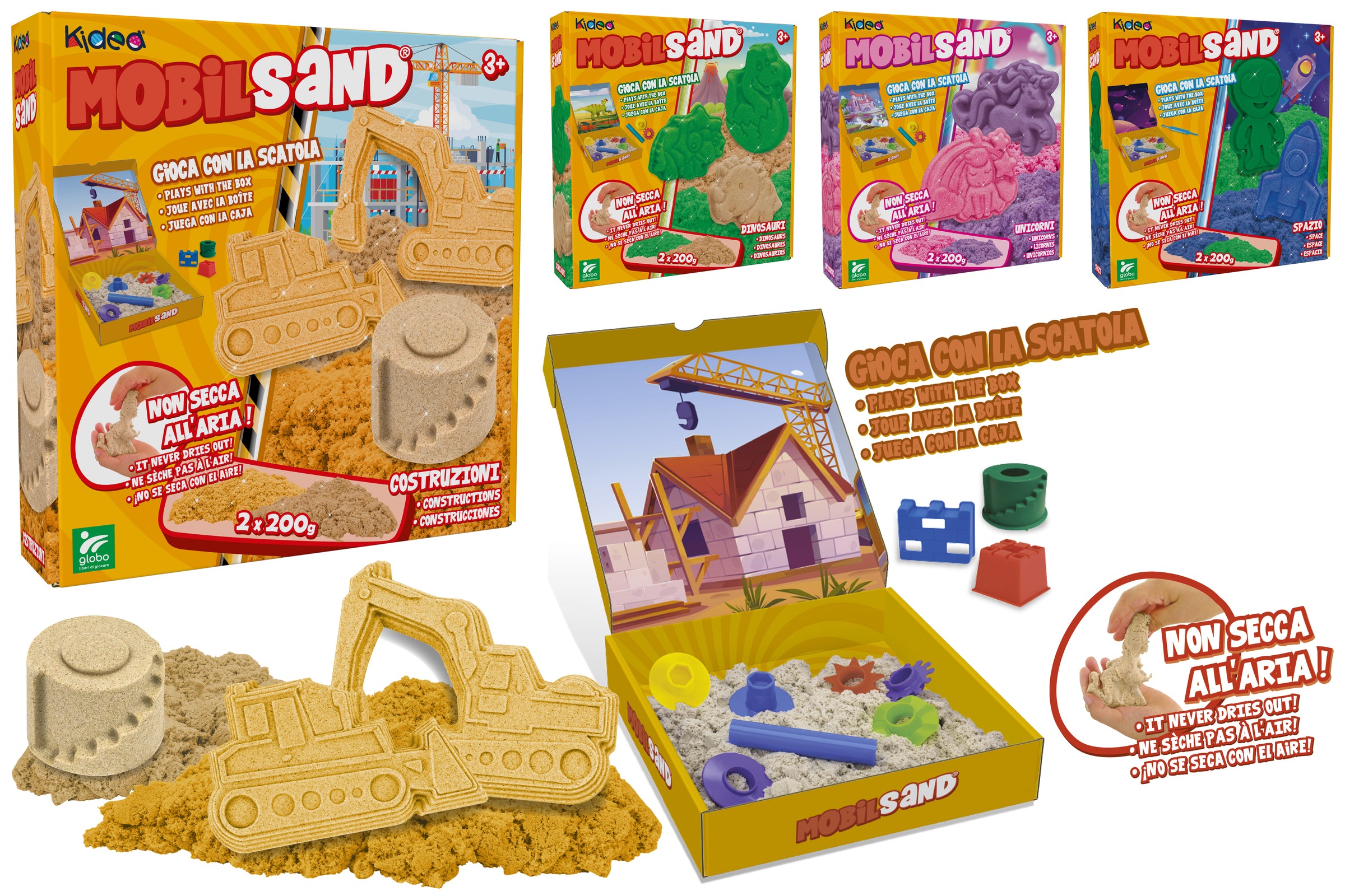 SABBIA CINETICA 2*200 GR C/ACCESSORI 4 ASSORTIMENTO