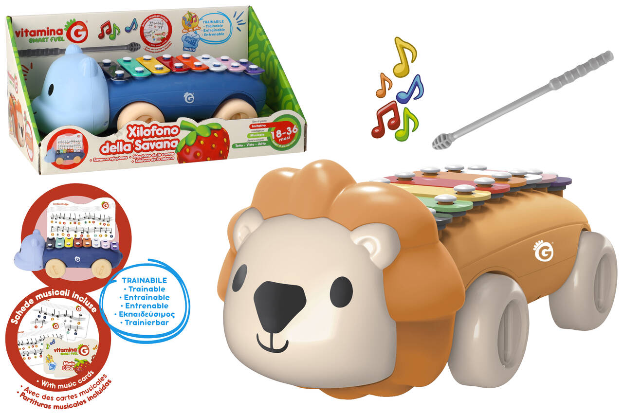 XILOFONO TRAINABILE 4 RUOTE ANIMALE 2 ASS