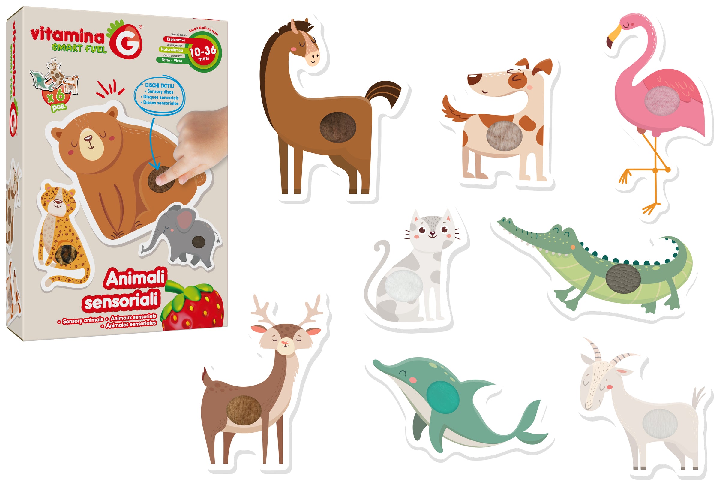PUZZLE SENSORIALE CON ANIMALI CON TESSUTO TOUCH 6PZ