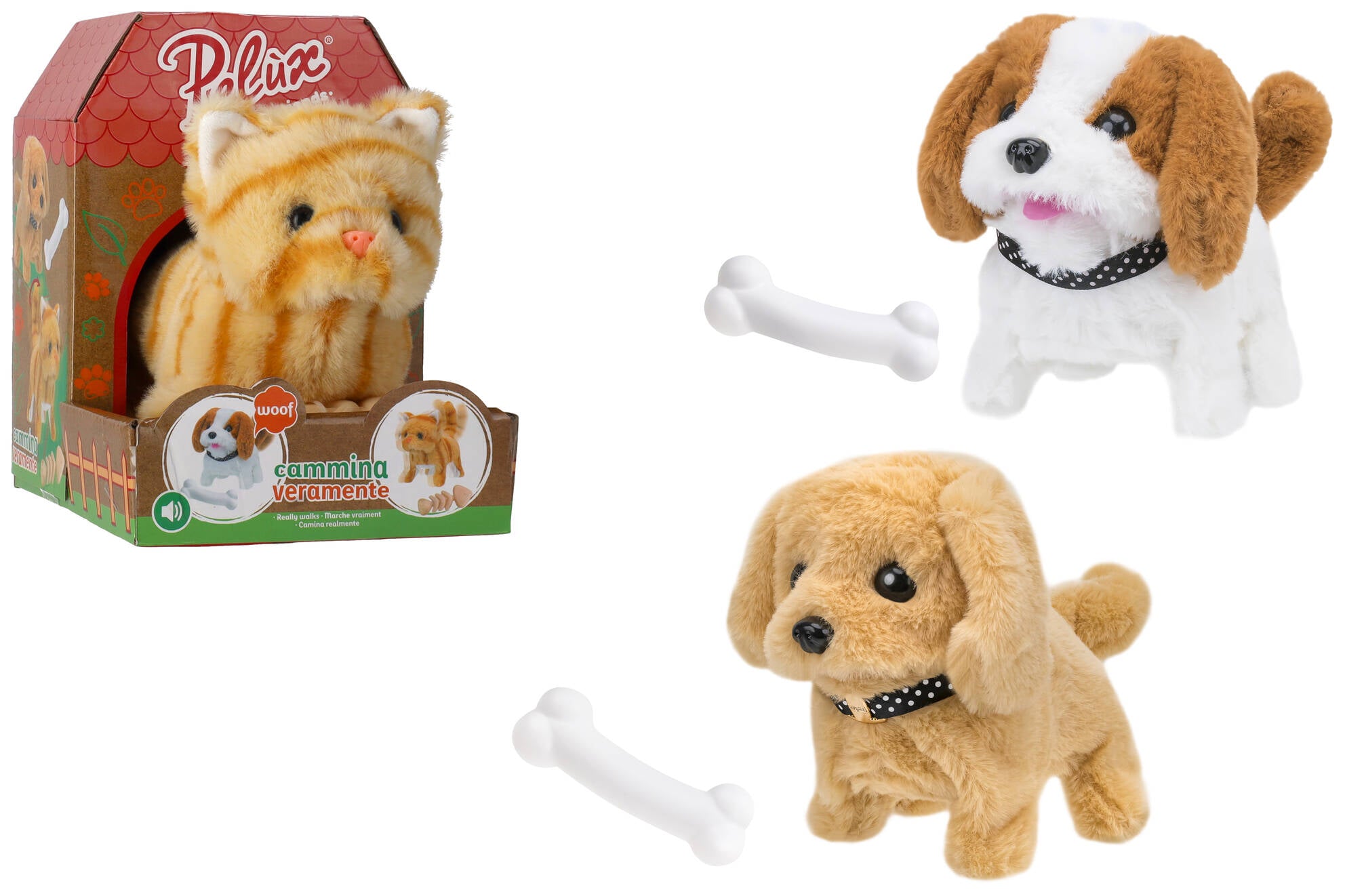 PELUCHE CHE CAMMINA CON ACCESSORI CANE O GATTO
