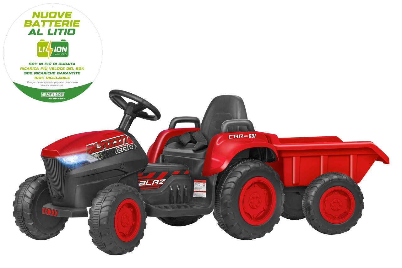 TRATTORE BT LI-ION ROSSO R/C 12V2,4GHZ C/RIMORCHIO
