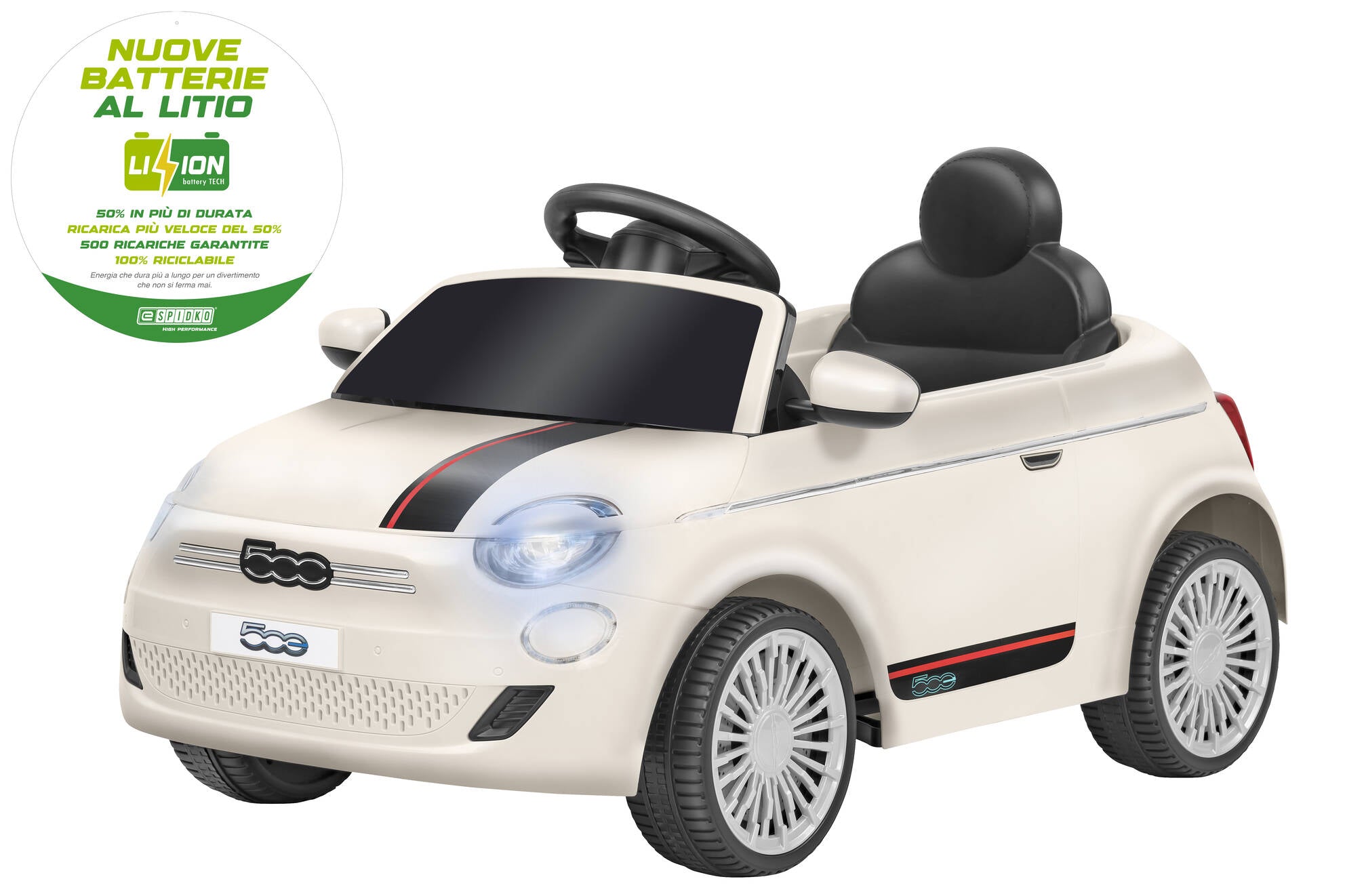 AUTO BT LI-ION FIAT 500E BIANCA 12,6V 4,5AH R/C