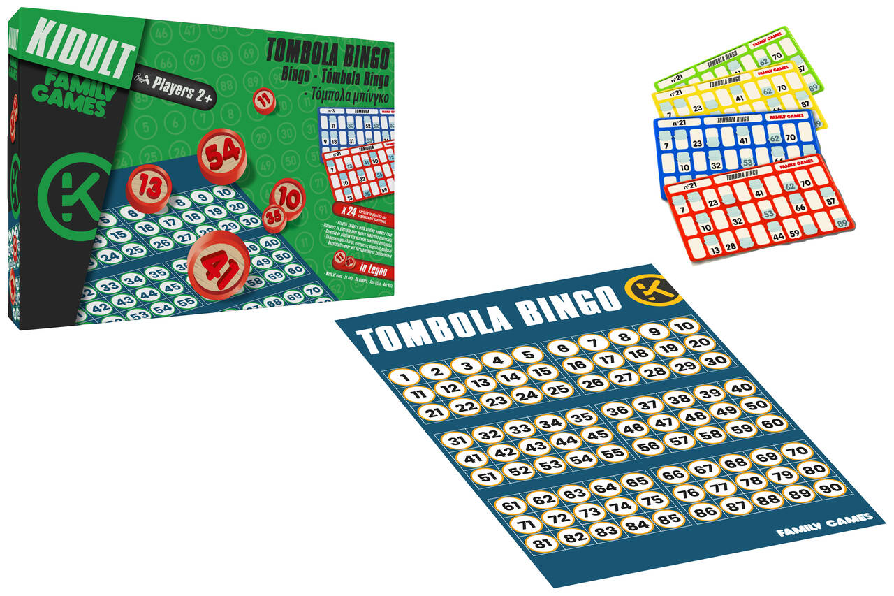 TOMBOLA C/NUMERI IN LEGNO 24 CARTELLE