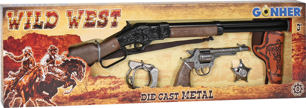 SET PISTOLA  E FUCILE WILD WEST 8 COLPI GONHER IN METALLO