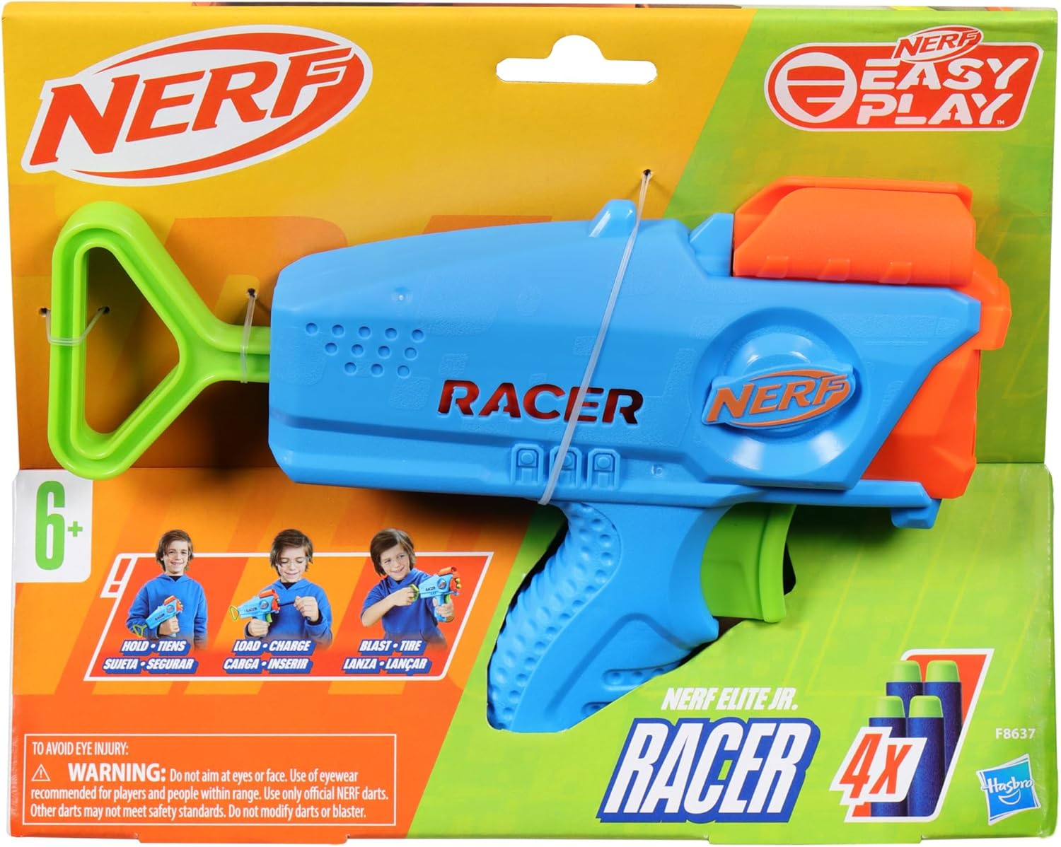 NERF Elite Junior Racer Easy Play Dart Blaster, 4 freccette Nerf Elite