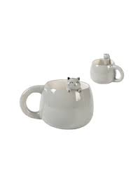 TAZZA IN CERAMICA CON CHARM GREY CAT