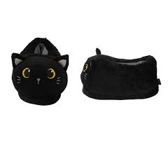 PANTOFOLE PLUSH BLACK CAT