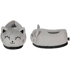 PANTOFOLE PLUSH GREY CAT
