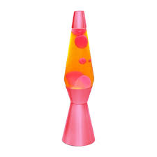 LAMPADA LAVA 36 CM CON BASE ROSSA, LIQUIDO GIALLO E CERA ROSSA
