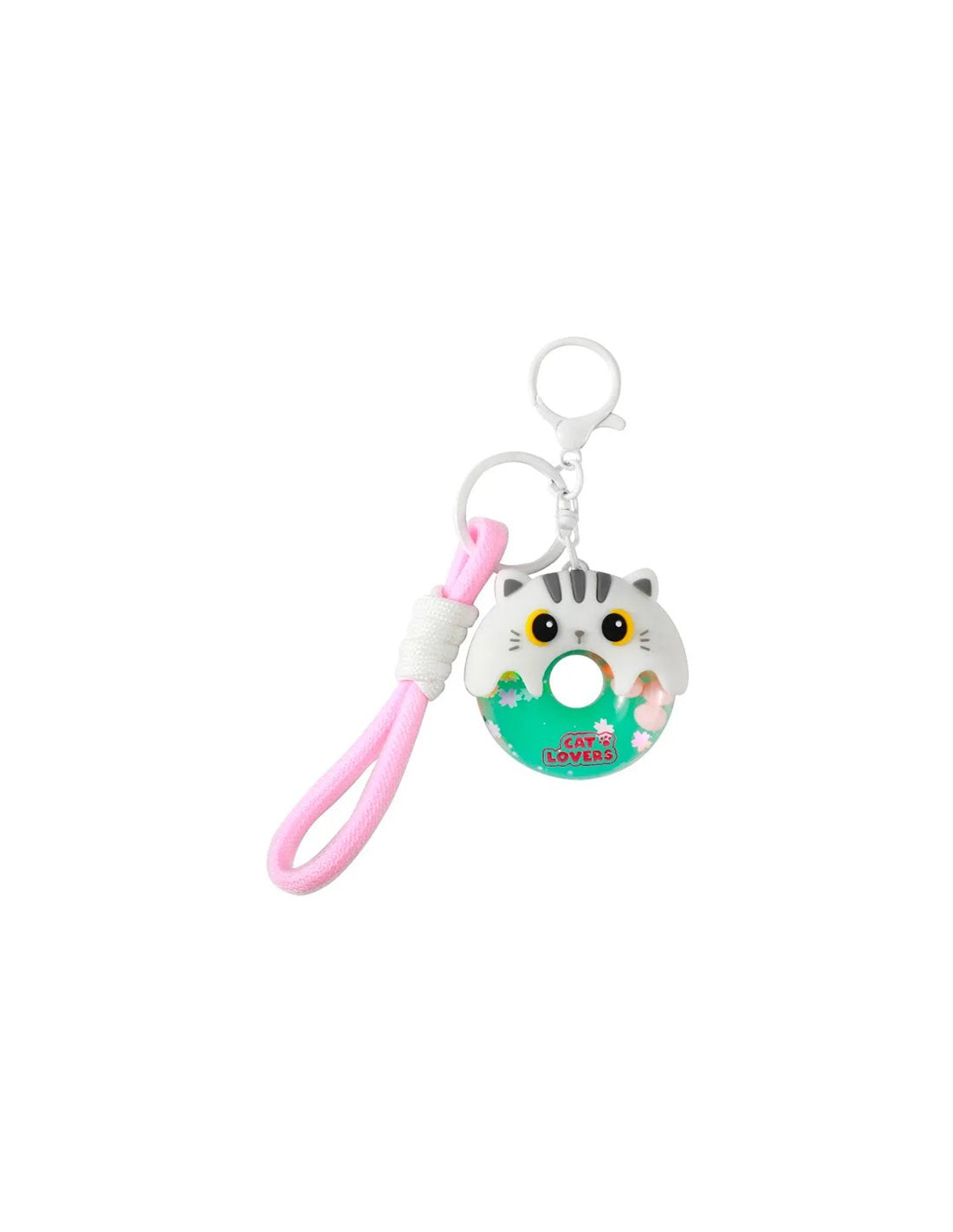 PORTACHIAVI DONUT GATTO B/CO E GRIGIO