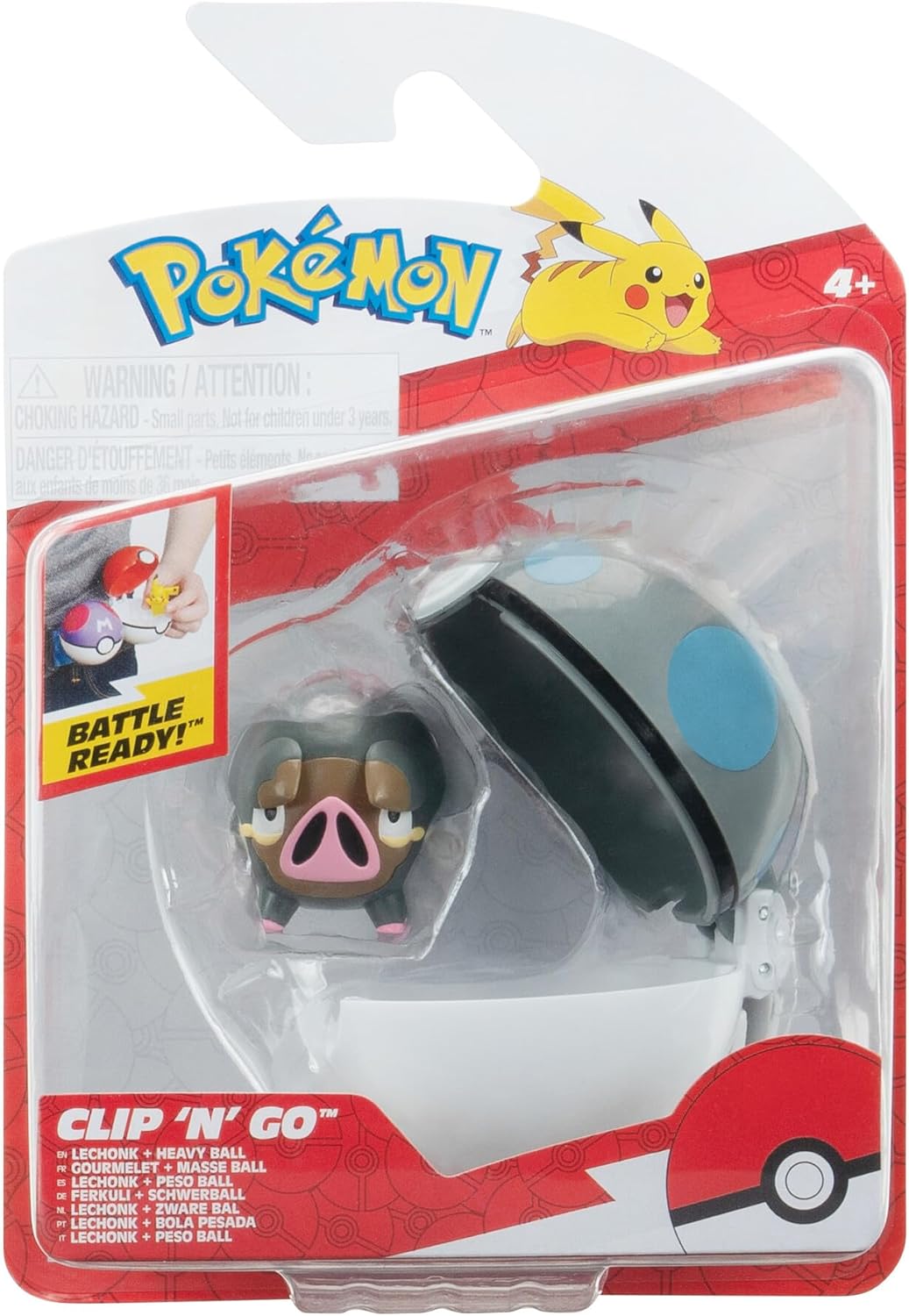 Pokémon PKW3633 Clip'n'Go Poké Ball – Ferkuli & Pesante palla Poké ufficiale con figura di 5 cm