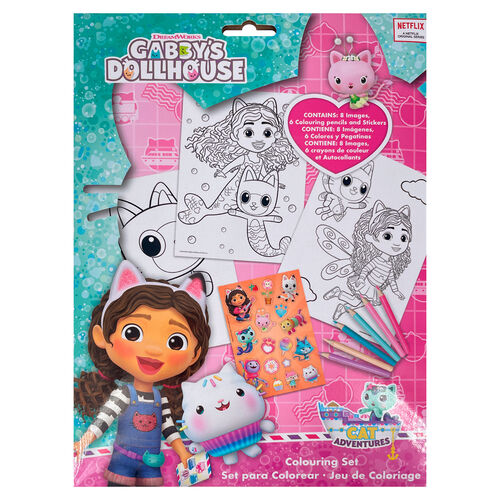 Set da colorare per la casa delle bambole Gabbys con adesivi