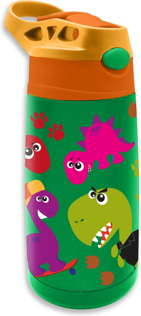 BORRACCIA IN ACCIAIO TERMICA CRAZY DINO 400ML CON CANNUCCIA