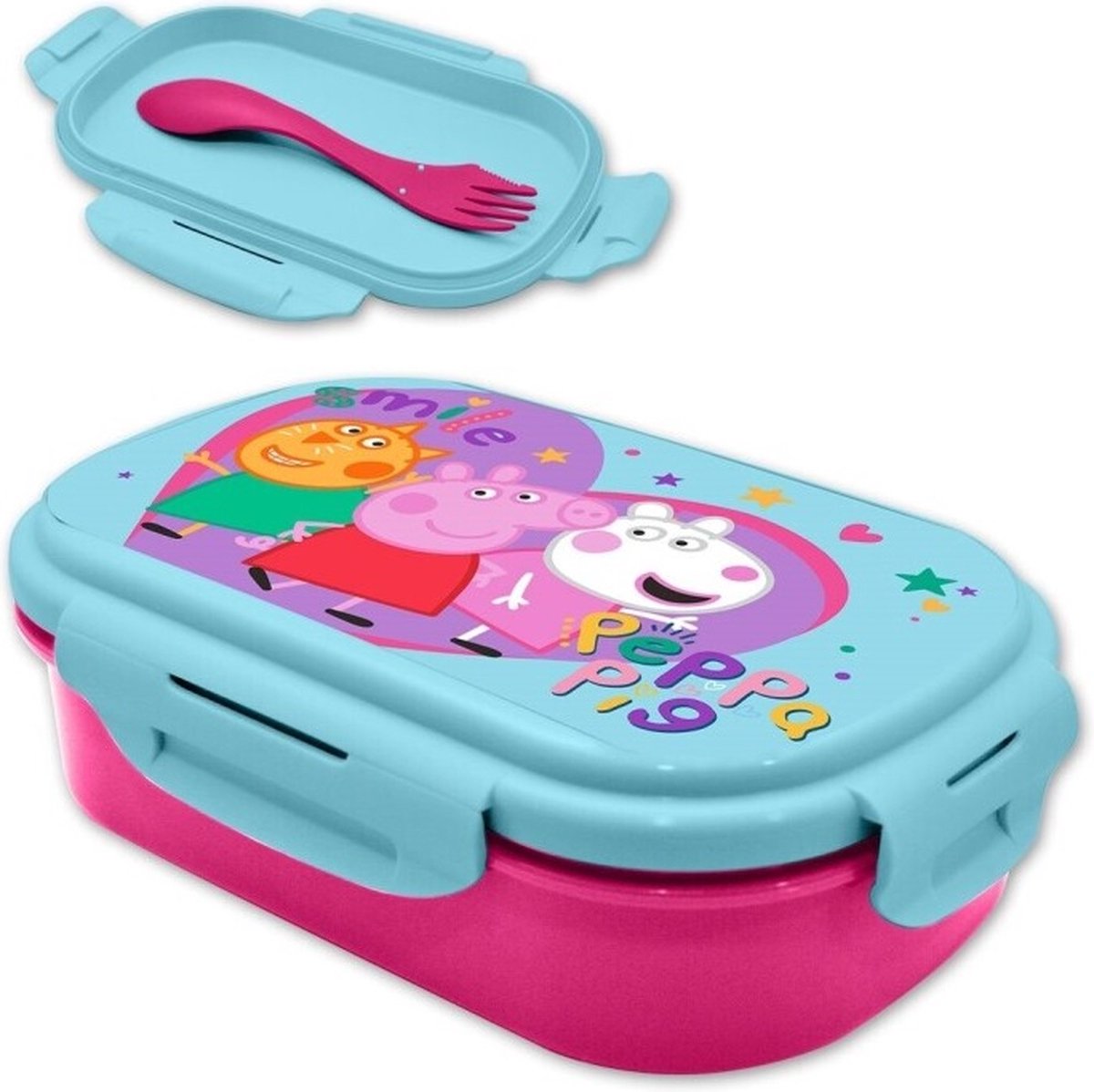 PORTA MERENDA PEPPA PIG RETTANGOLARE CON POSATE
