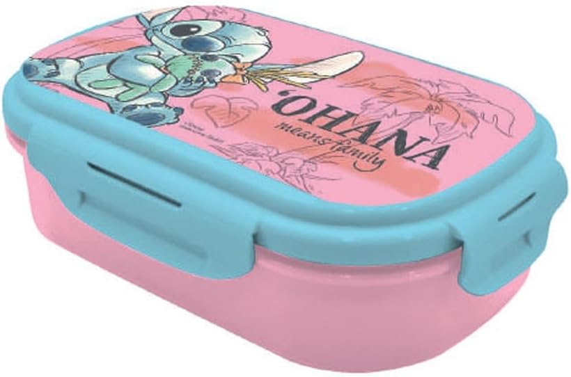 PORTA MERENDA STITCH ROSA CON POSATE