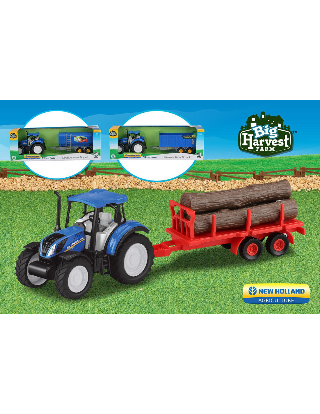 New holland trattore con rimorchio