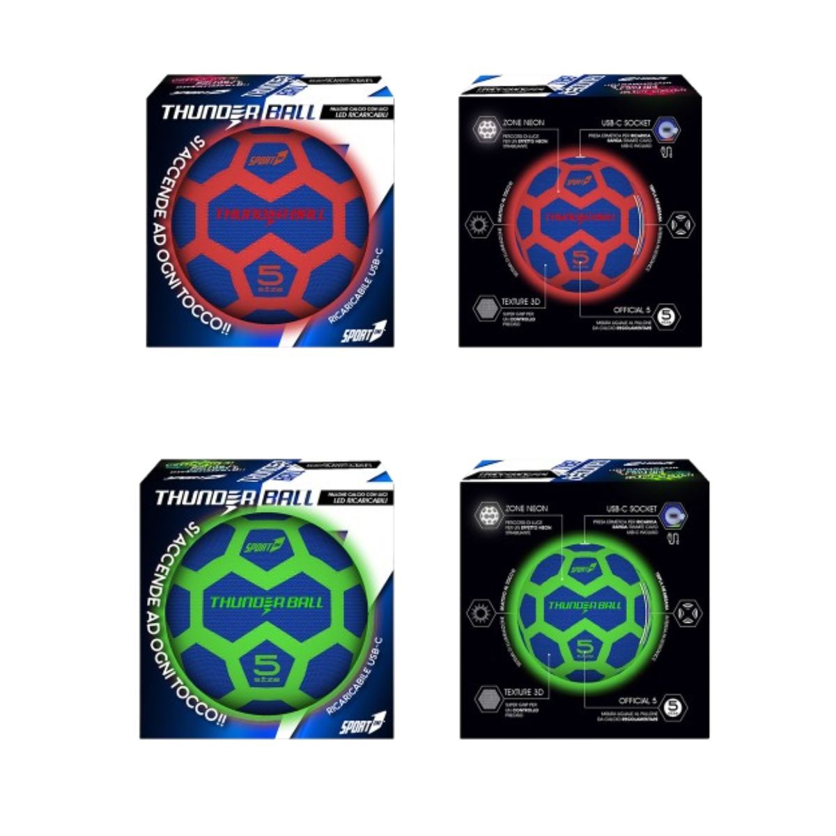 Pallone Calcio Thunderball Luminoso assortito