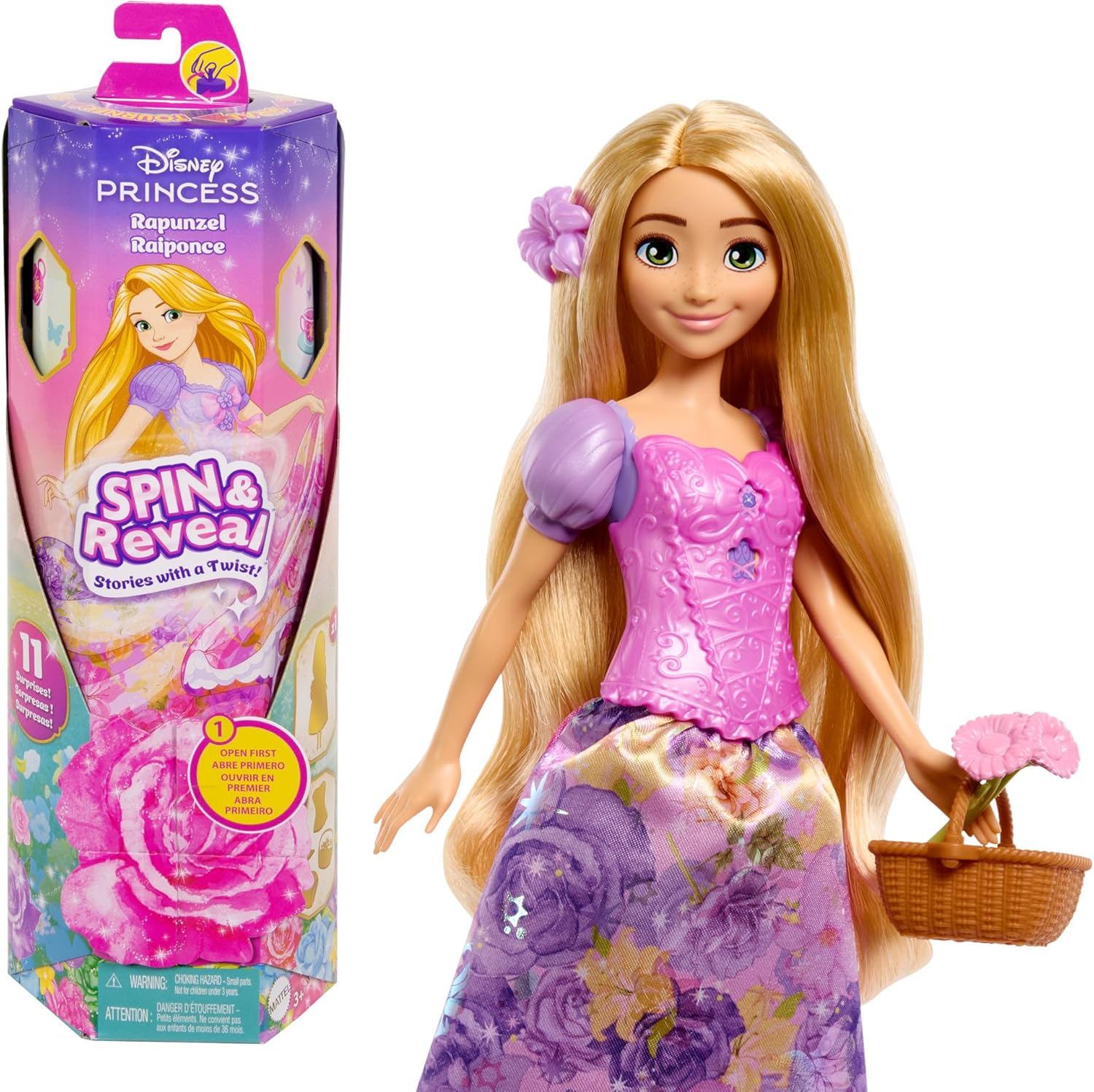 Rapunzel Spin & Reveal, set con bambola e 11 sorprese