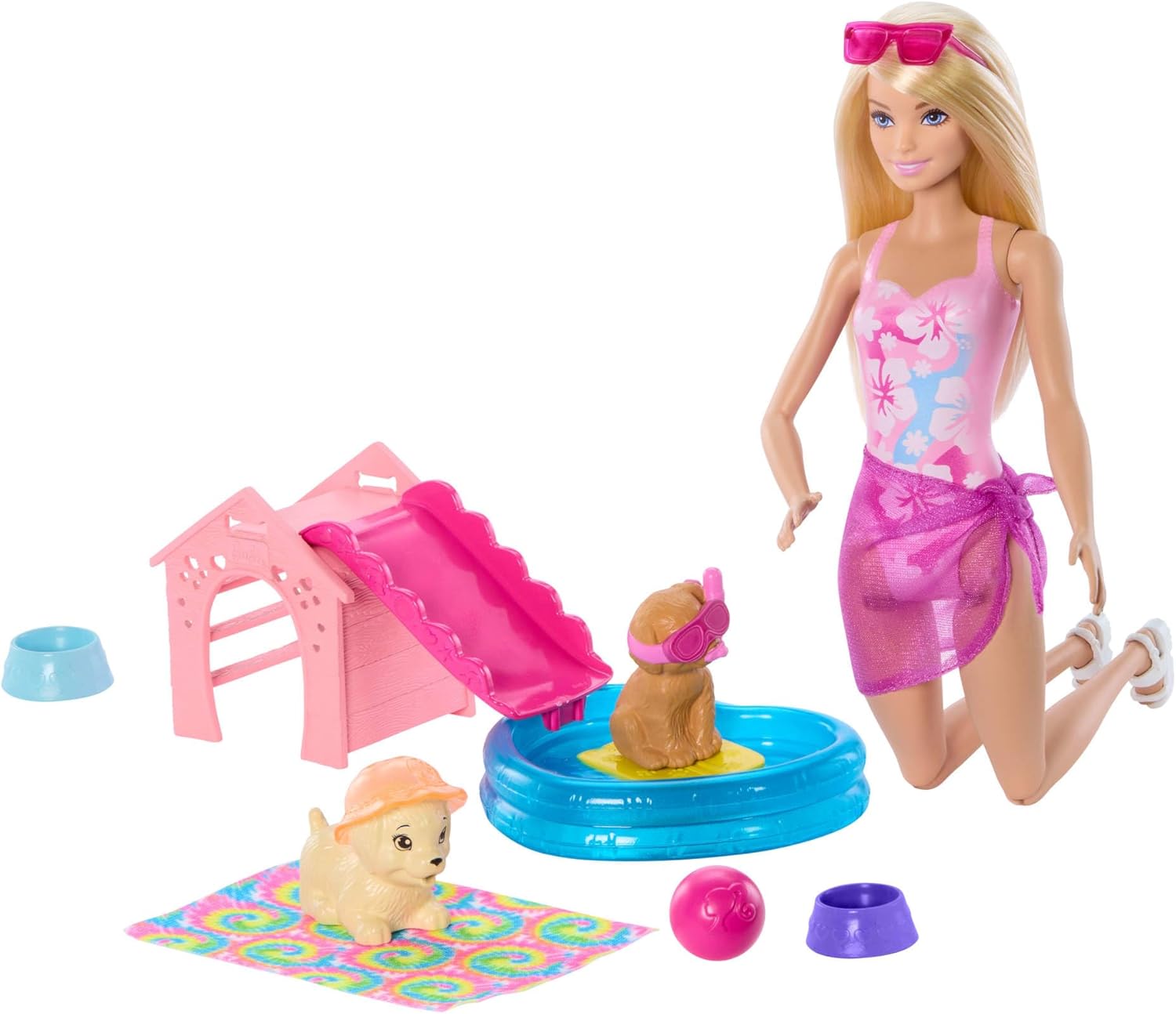 Barbie - Piscina dei Cuccioli, set con effetto cambia colore
