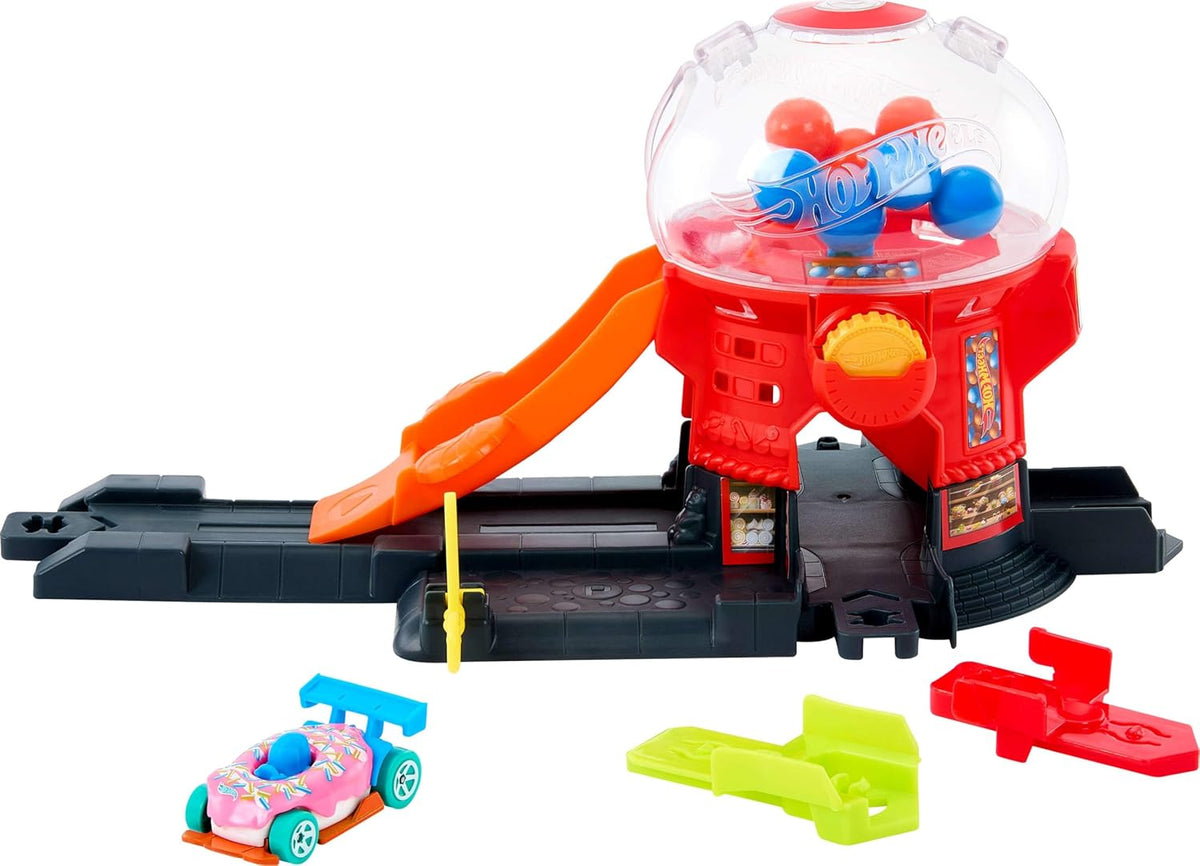 Hot Wheels - Negozio di Caramelle, Set Pista con rampa,