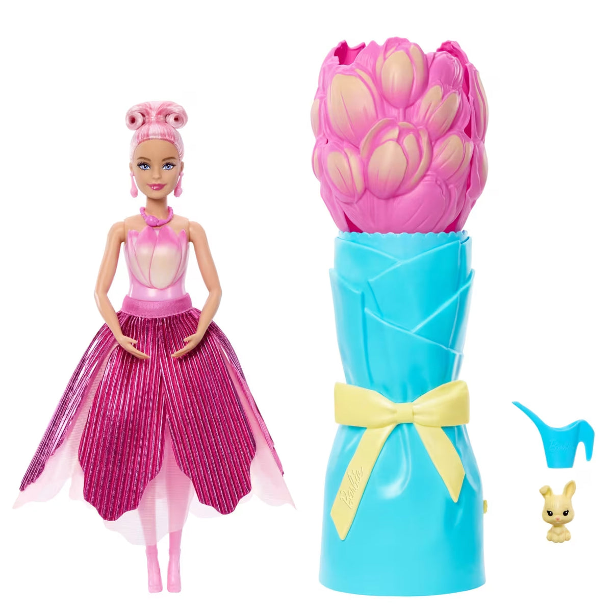Barbie Petal Pop sorpresa bouquet con coniglietto TULIPANO ROSA