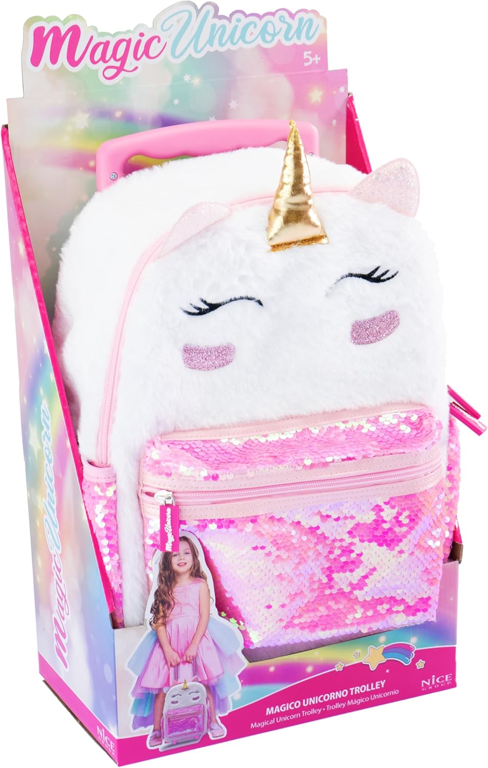 Magic Unicorn Trolley, 1 Zainetto Trolley in Stile Unicorno