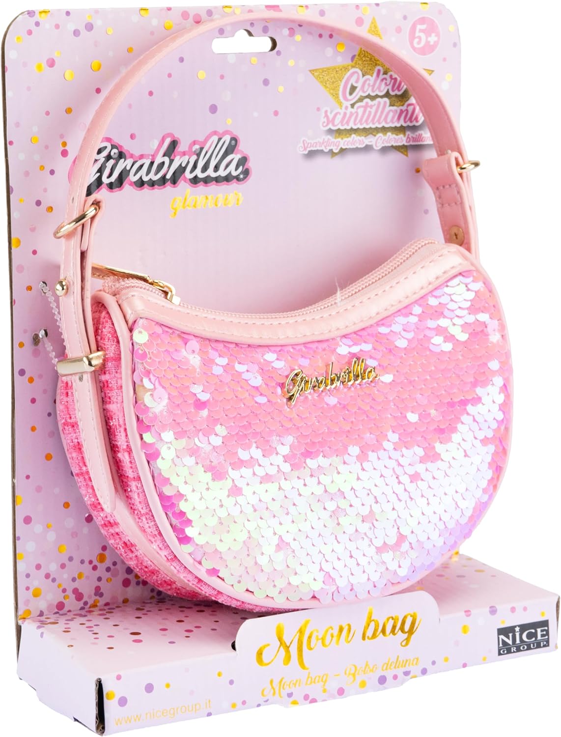 Girabrilla Moon Bag, 1 Borsa in stile Tweed con Paillettes Reversibili