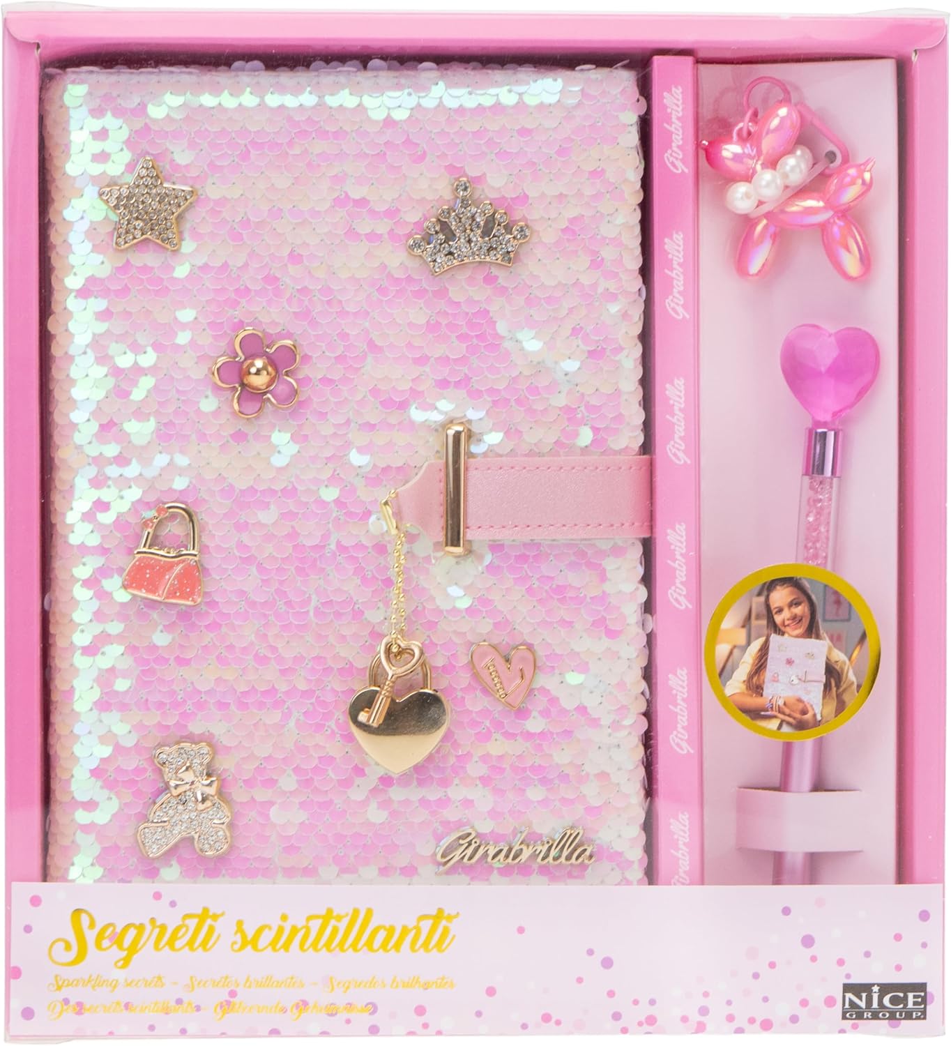 Girabrilla Tweed Diario Glam Segreti Scintillanti con Charms e Lucchetto