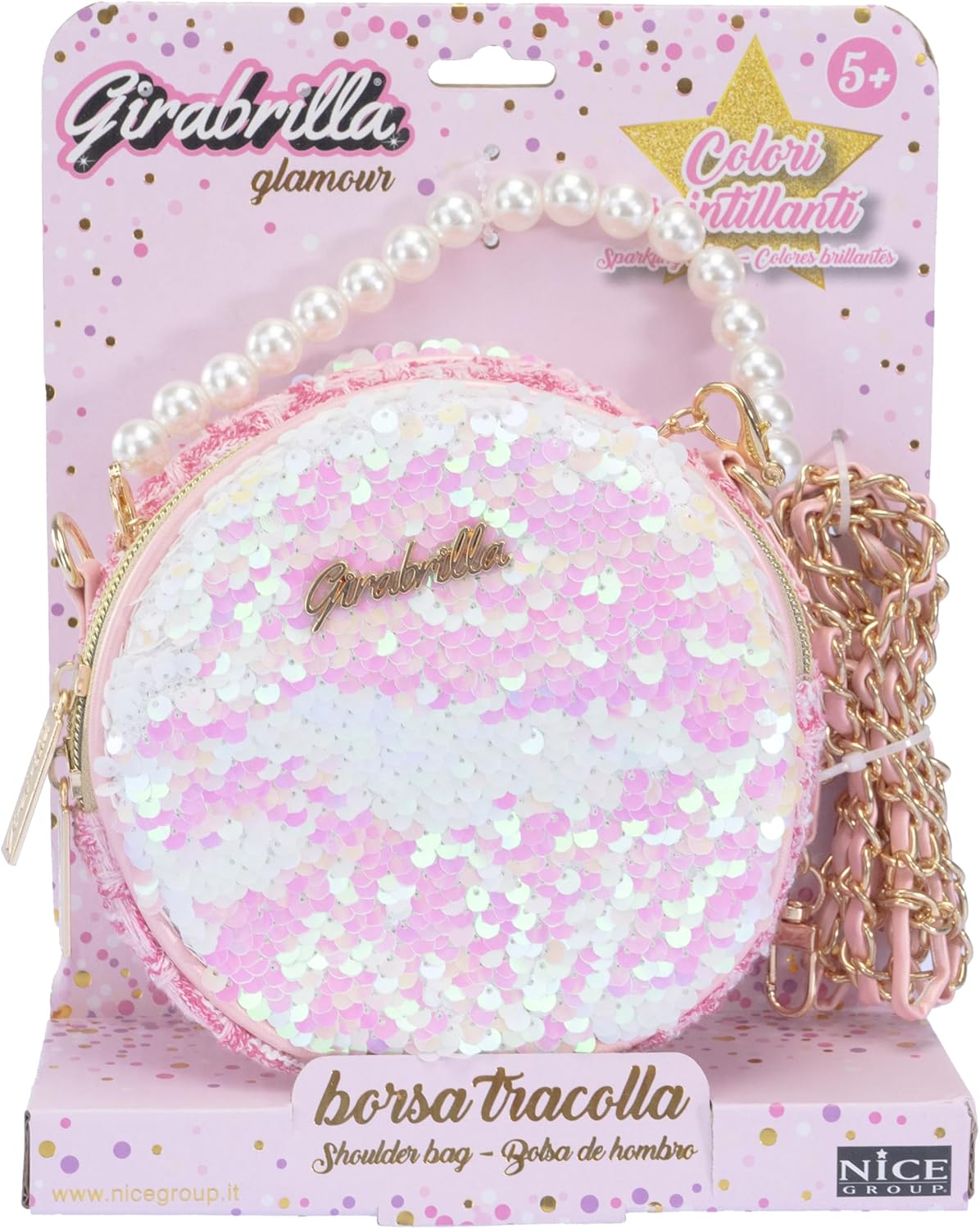 Girabrilla  Borsetta con Paillettes  Maniglia con Perle e Tracolla