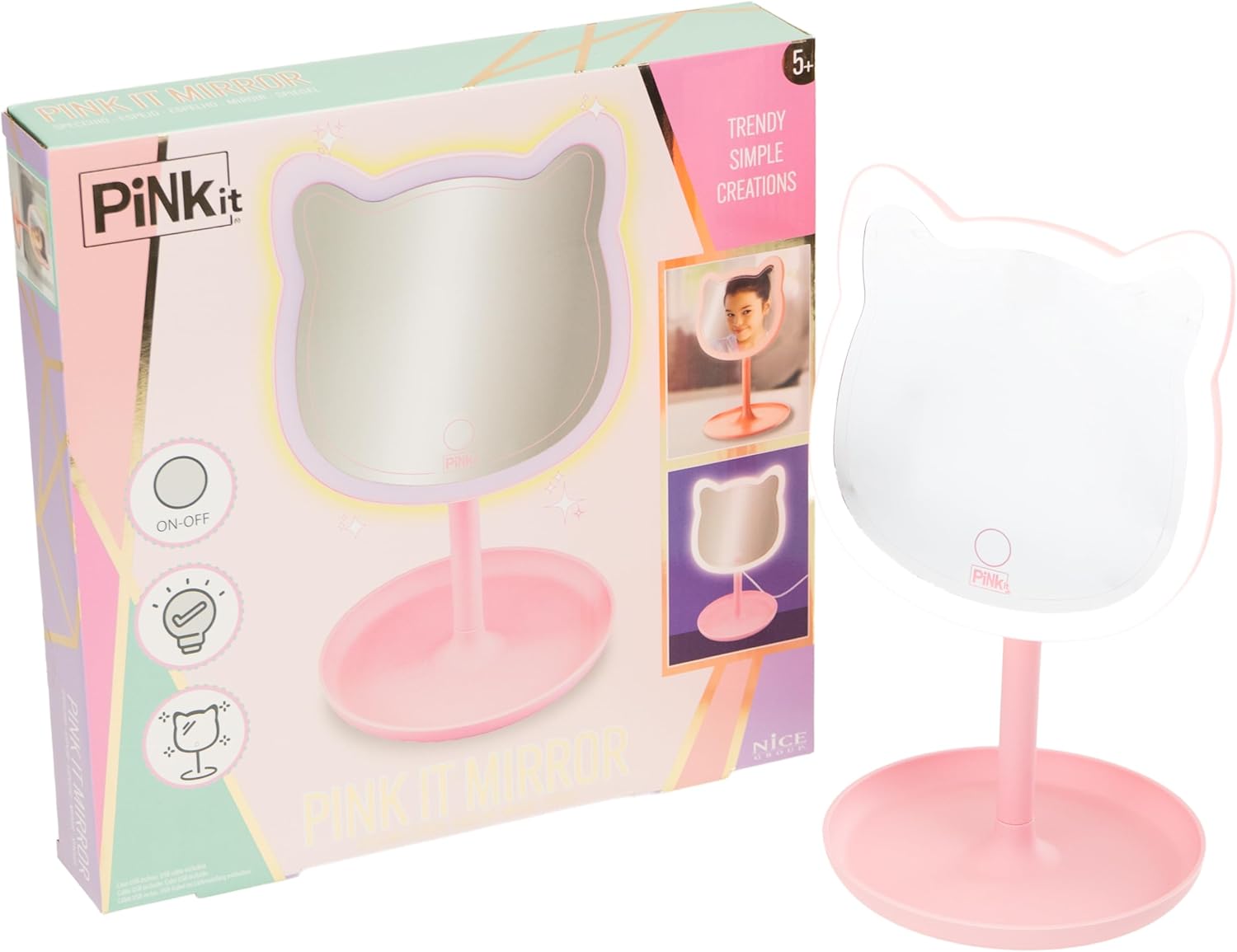 MIRROR, 1 Specchio da Trucco a forma di Gatto