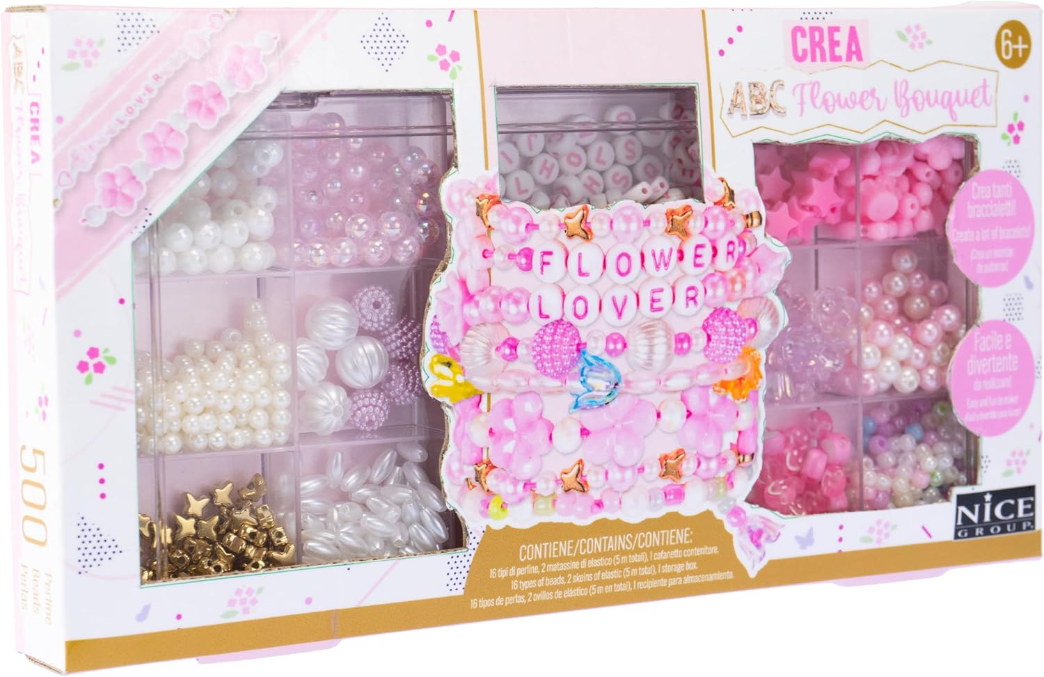 Perline ABC Flower Bouquet, Kit da 500 Perline colorate e multiformi