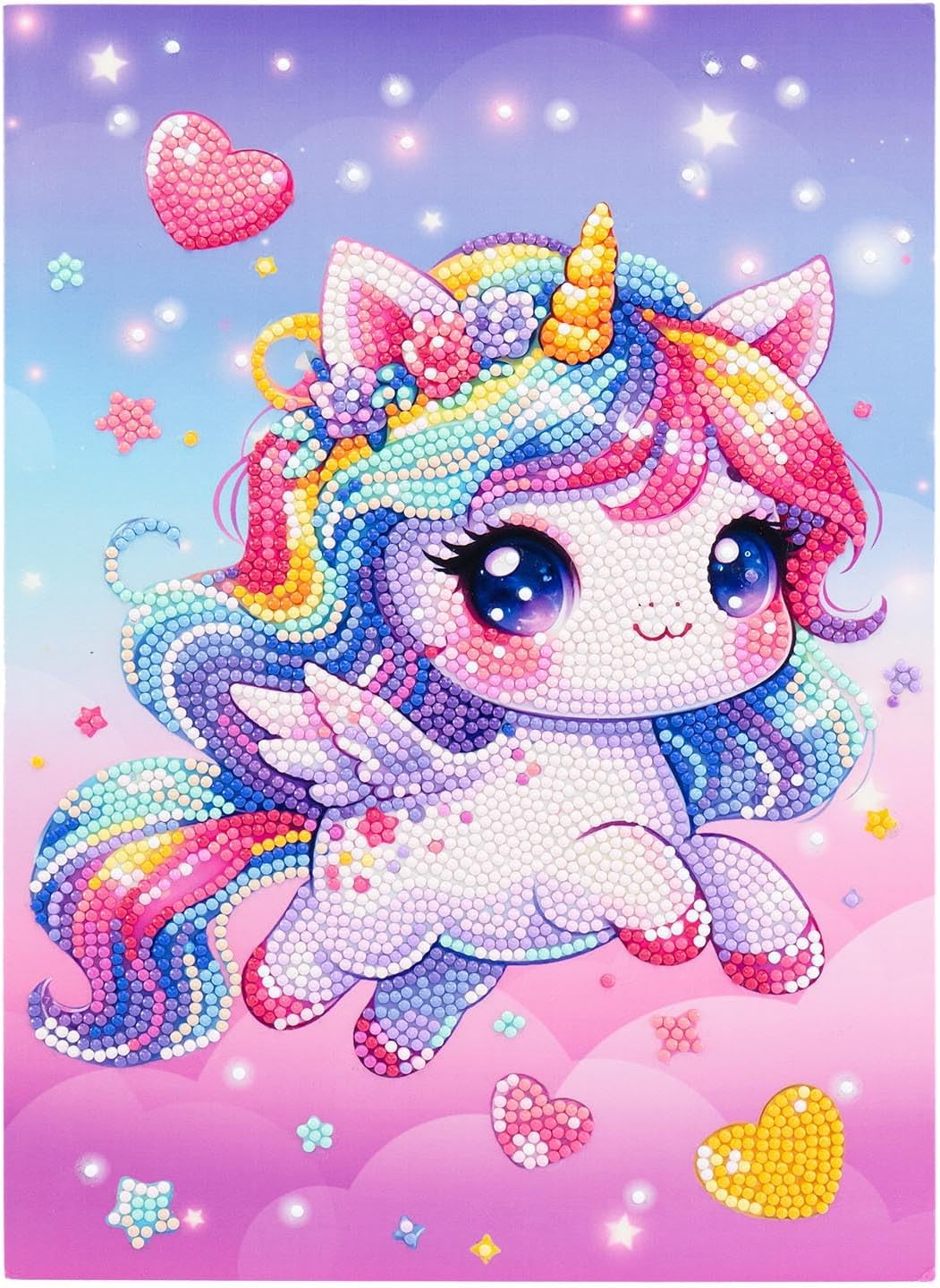 DIAMANTINY Design Art - Kawaii - Unicorno con Ali e Corona di Fiori
