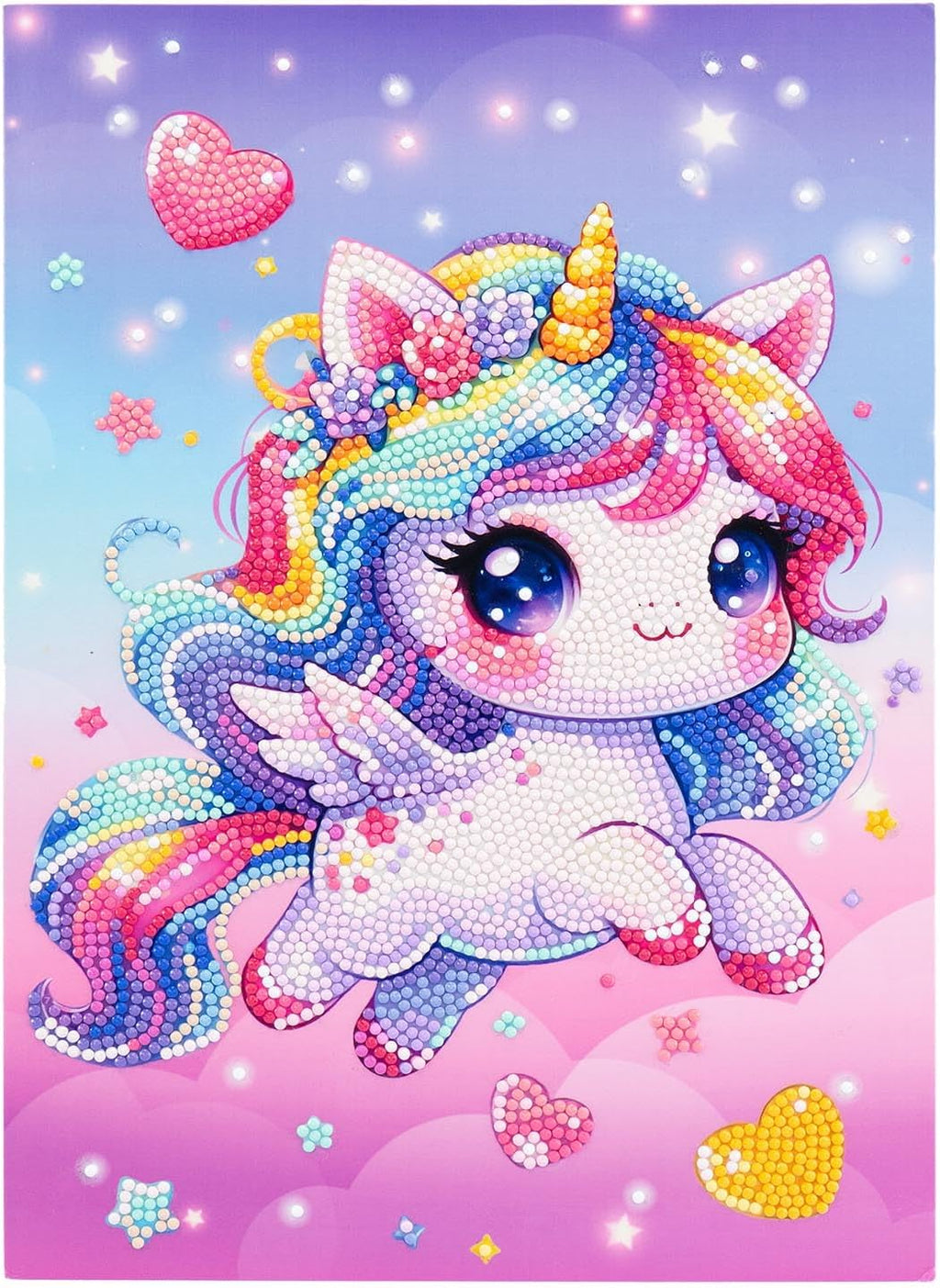 DIAMANTINY Design Art - Kawaii - Unicorno con Ali e Corona di Fiori